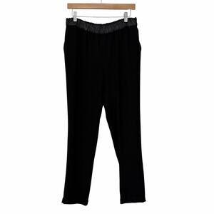 Derek Lam 10 Crosby Black Pants Faux Leather Waistband Sz S